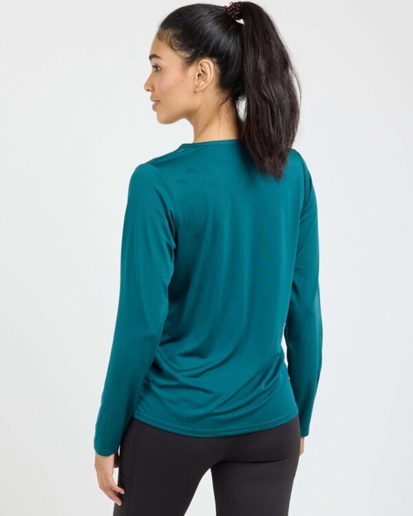 Real Essentials 4-Pack: Women's Dry-Fit Long-Sleeve V-Neck Athletic Workout Shirt (Available in Plus Size)