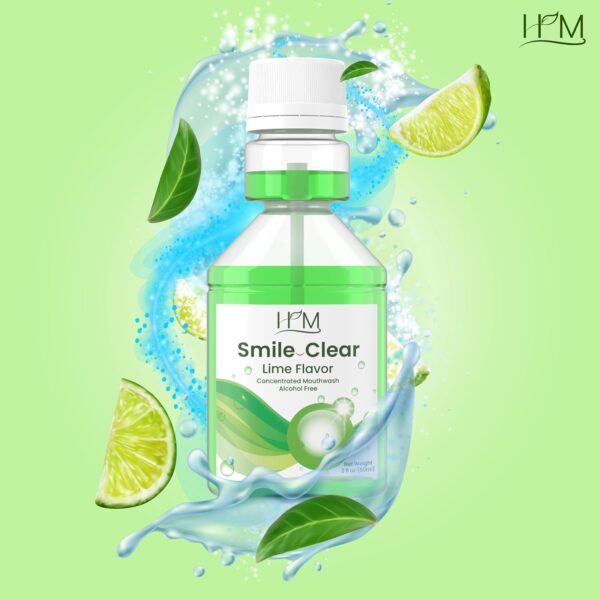 HM -Smile Clear Concentrated Alcohol Free Mouthwash (Mixed (Lime, Spearmint, Strawberry), Pack of 3 (3x2Fl Oz)) Advanced Dental Care-Smart Ingredients,for Bad Breath, whitening Teeth,Healthy Gums