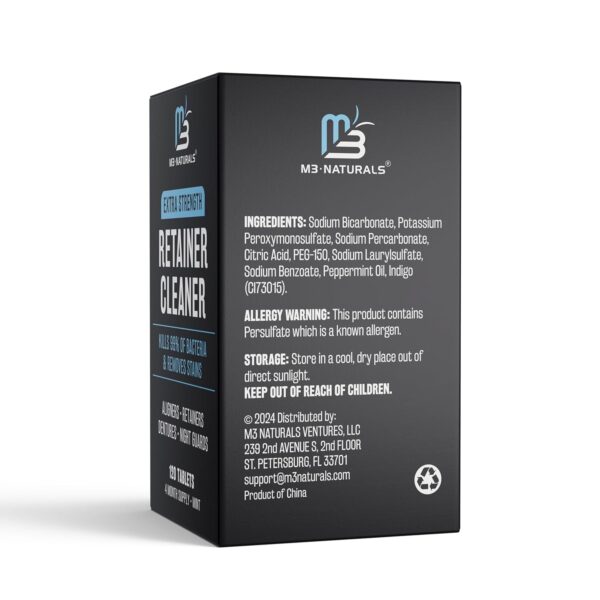 M3 Naturals Retainer Cleaner Tablets Invisalign Cleaner FSA HSA Approved Remove Odors Discoloration Stains and Plaque 4 Month Supply Denture Cleansers Retainers Mouth Guards Denture Bath Mint