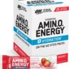 Optimum Nutrition Amino Energy Plus Hydration Packets, On-The-Go Energy Powder Stick Packs, Strawberry Burst, 25 Count