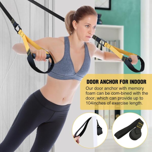 71hJ4k9eTLL._AC_SL1500_.jpg Home Resistance Training Kit, Extension Strap Door Anchors,Powerlifting Strength Workout Straps Full Body Complete Home Gym Body Core Exercise