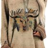 Bengbobar Western Sweatshirts for Women Native American Aztec Print Pullover Long Sleeve Crewneck Crewneck Sweatshirt