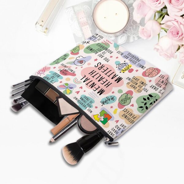 Mental Health Gifts Makeup Bag, Mental Health Awareness Gift, Positive Thinking Daily Affirmation, Positive Quotes Mental Health Matters Cosmetic Bag for Women