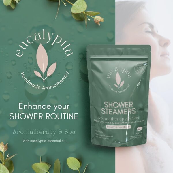 Mint Eucalyptus Shower Steamers – 10 Pack Aromatherapy Tablets for Relaxation, Stress Relief, Handmade Natural Essential Oils, Spa Shower Tablets, Perfect Birthday Gifts for Women