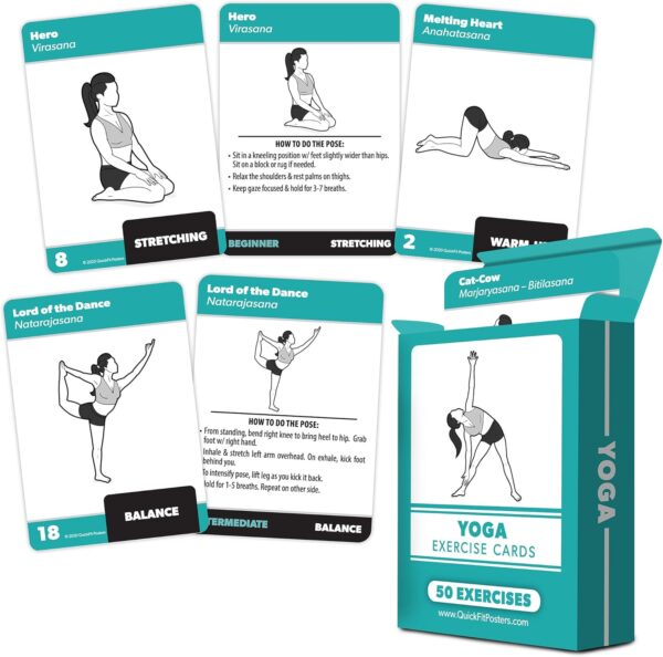 Palace Learning Yoga Pose Exercise Cards - Yoga Positions and Workout Fitness Cards with Over 50 Poses - 2.5" x 3.5"