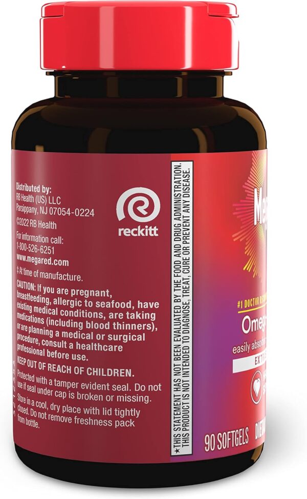 MegaRed Antarctic Krill Oil 500mg Omega 3 Fatty Acid Supplement, Extra Strength EPA & DHA Krill Oil Softgels (90cnt Box), Astaxanthin, Heart Health Supplement with No Fish Oil Aftertaste