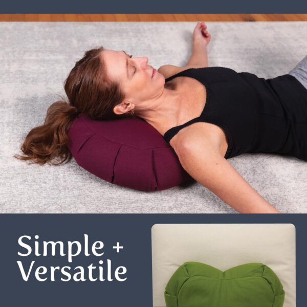 Meditation Cushion (Green Grass) Crescent, Buckwheat Husk Filled, Floor Pillow or Cushions, Yoga Seat, Zafu, Made in The USA