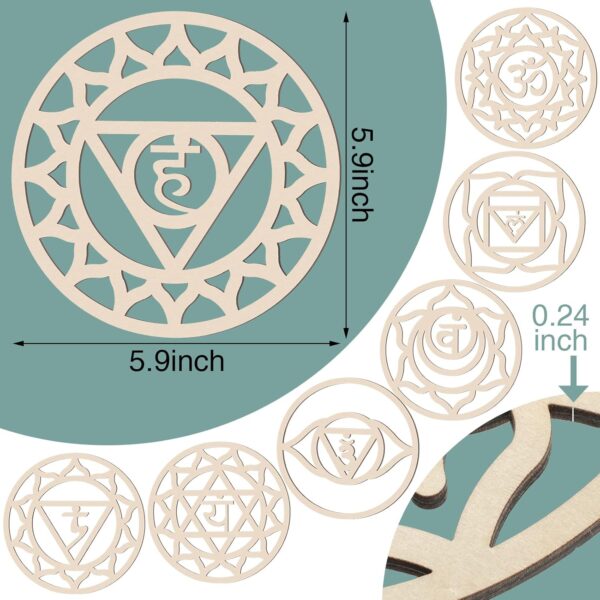 7 Pack Sacred geometric Wall Art Wooden Chakra Wall Art Crystal Grid Board Yoga Wall Decor Hindu Decor Meditation Spiritual Decor for Bedroom geometric Hanging Sculpture Home Decor 5.9 x 5.9 Inch