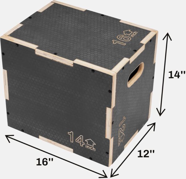 3 in 1 Non-Slip Wooden Plyo Box Plyometric Box Jumping Exercise, Multiple Sizes