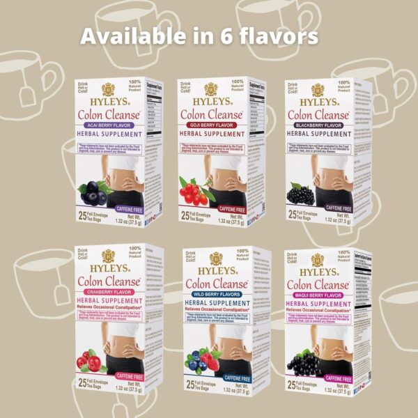 HYLEYS Colon Cleanse Tea BlackBerry Flavor - 25 Tea Bags (1 Pack)