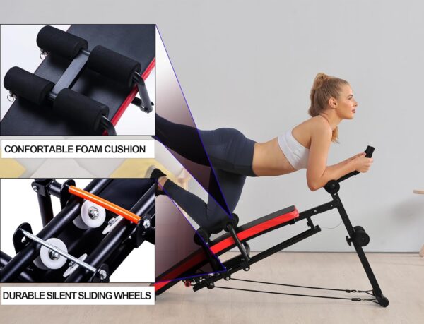 71hwphaci9L._AC_SL1500_.jpg KESHWELL Ab Workout Machine,Core Abs Exercise Equipment for Home Gym,Adjustable Sit Up Bench Strength Training Abdominal Cruncher,Foldable Core Workout Machine with Resistance Bands&LCD Display
