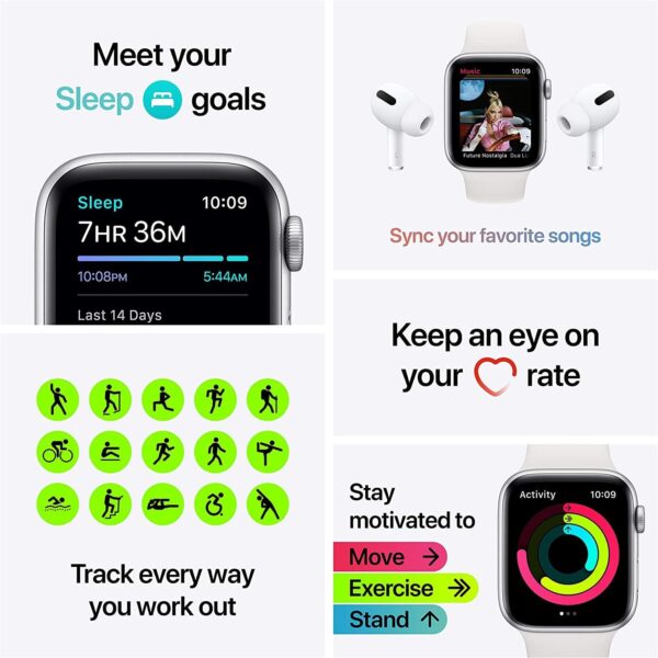 Apple Watch SE (GPS, 40mm) - Space Gray Aluminum Case with Black Sport Band (Renewed)
