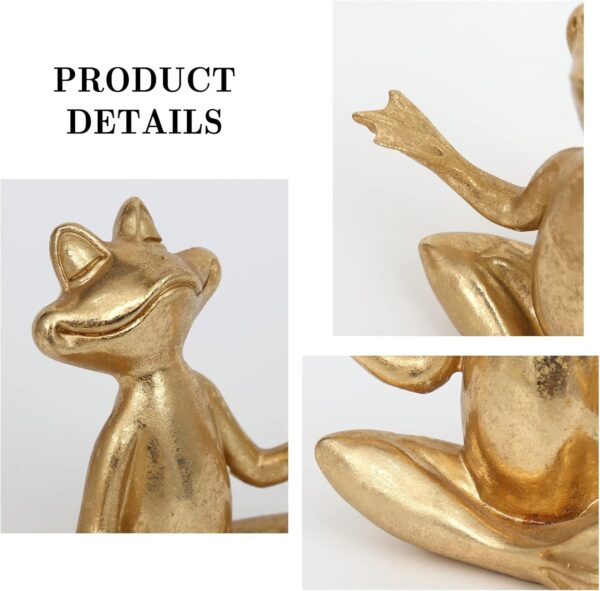 Gold Frog Figurines Yoga Decor 3.7In Set of 3 –Frog Yoga Statues for Modern Living Room Desk Table Home Office Bookshelf Shelves Sculptures Decor,Gifts for Mom Women