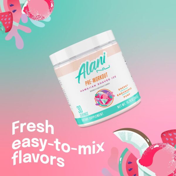 Alani Nu Pre Workout Powder Hawaiian Shaved Ice | Amino Energy Boost | Endurance Supplement | Sugar Free | 200mg Caffeine | L-Theanine, Beta-Alanine, Citrulline | 30 Servings