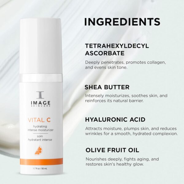 IMAGE Skincare, VITAL C Hydrating Intense Moisturizer, Lightweight Face Lotion with Hyaluronic Acid and Shea Butter, for Dry Skin, 1.7 fl oz.