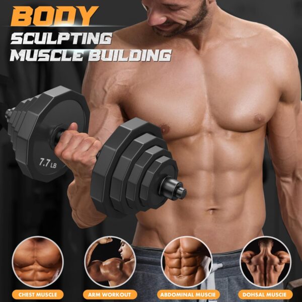 71iL1xtTiL._AC_SL1500_.jpg KISS GOLD Weights Dumbbells Set, Adjustable Dumbbell Sets 22Lbs 44Lbs 66Lbs 88Lbs with Solid Steel, Barbell Free Weight Set with Connector Workout Home Gym Equipment for Men Women Strength Training Shaping