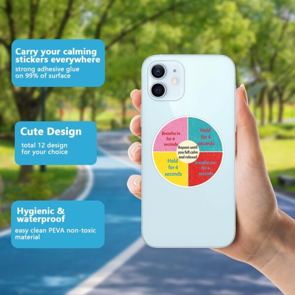 96 Pcs Breath Calm Anxiety Sensory Stickers Reusable Mindfulness Stickers Calming Strips Adhesive Sensory Strips for School Office Classroom Desk Adults Teens Counselor Tension Fidget Supplies