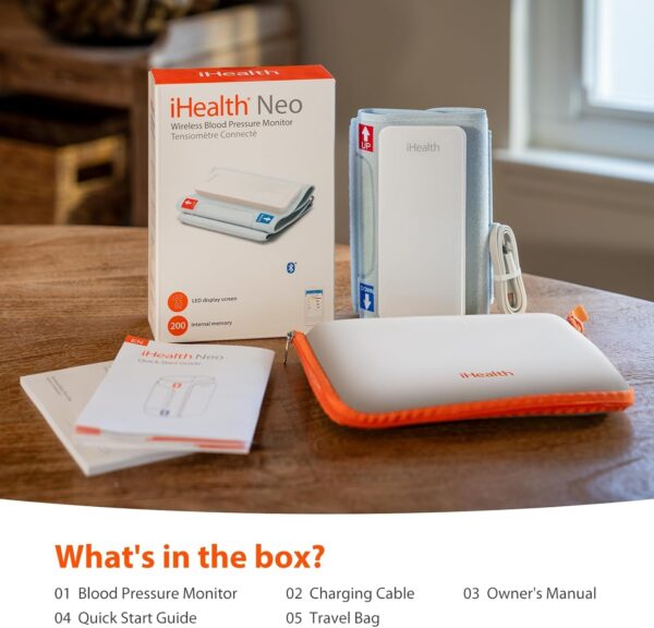 iHealth Neo Wireless Blood Pressure Monitor, Upper Arm Cuff, Bluetooth Blood Pressure Machine, Ultra-Thin & Portable, App-Enabled for iOS & Android