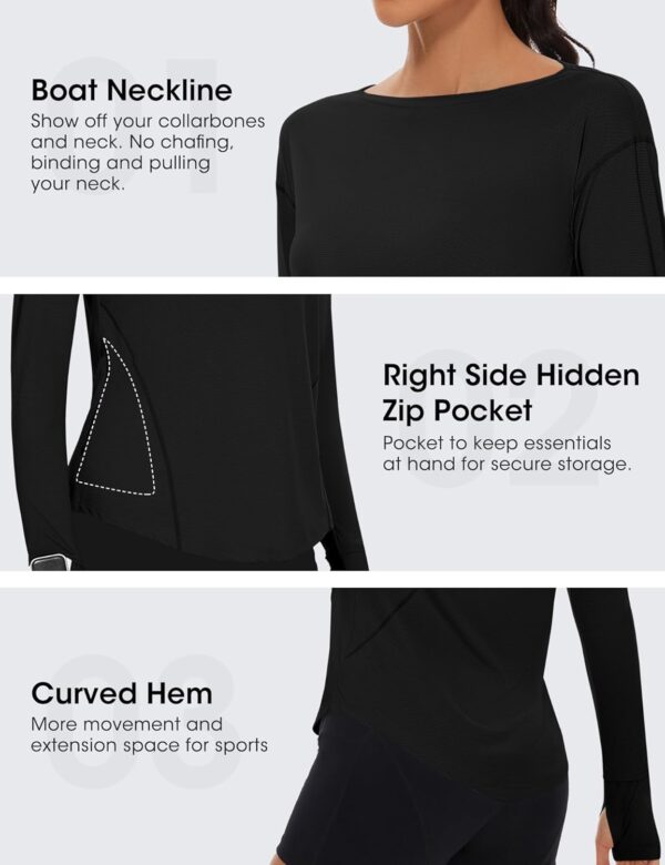 Loovoo Women's Long Sleeve Running Shirts Workout Tops UPF 50+ Sun Shirt Quick Dry Athletic T-Shirts with Watching Window