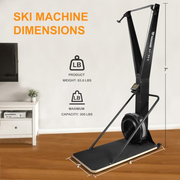 Ski Machine, Indoor Aerobic Wind Resistance Machine, Exercise Equipment for Home, Skiing Machine with LCD Display, Home Gym Strength Training Equipment, Black