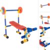 Hey! Play! Kids Weight Bench Set - Toddler Gym for Beginner Exercises and Weightlifting with Leg Press and Barbell - Toys for Ages 3 and Up Medium