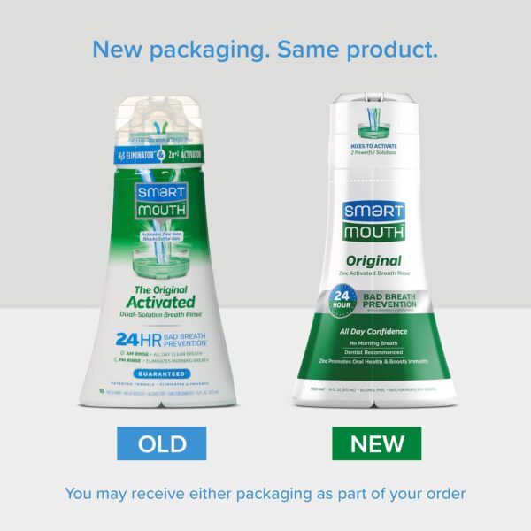 SmartMouth DDS Activated Clinical Mouthwash & Original Activated Mouthwash - for Fresh Breath - Clean Mint Flavor (Clinical) & Fresh Mint Flavor (Original), 16 fl oz Each