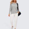 CRZ YOGA Pima Cotton Long Sleeve Workout Shirts for Women Loose Fit Athletic Yoga T-Shirts Casual Boat Neck Fall Tops
