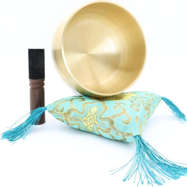 Tibetan Singing Bowl Set, Golden Master Bell Metal Grade, 6 Inches Pure Tone, Very Easy to Sing for Meditation Sound Chakra Yoga Healing, The Be Quiet Bowl by Circle Up (Mallet & Cushion Included)