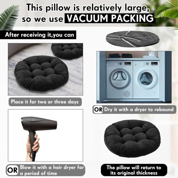 Jerify Round Floor Pillows Cushions 22 x 22 Inch Meditation Floor Pillow Large Floor Pillow for Kids Adults Meditation Cushion Large Pillows for Floor Seating Gift for Christmas (Black,6 Pcs)