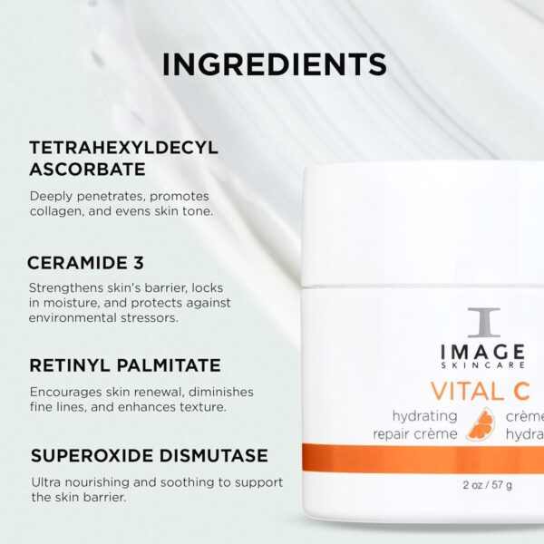 IMAGE Skincare, VITAL C Hydrating Repair Crème, Face Night Cream Moisturizer with Hyaluronic Acid, for Dry Skin