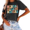 71iZo79uxwL._AC_SL1500_.jpg Mental Health Matters Shirt for Women Be Kind Shirt Therapist Shirt Positive Short Sleeve Psychologist Tee Tops