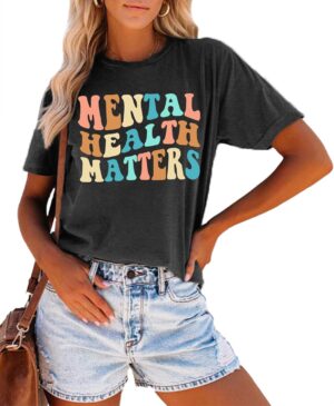 Mental Health Matters Shirt for Women Be Kind Shirt Therapist Shirt Positive Short Sleeve Psychologist Tee Tops