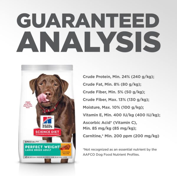 Hill's Science Diet Perfect Weight, Adult 1-5, Large Breed Weight Management Support, Dry Dog Food, Chicken Recipe, 25 lb Bag