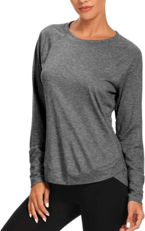 Muzniuer Womens Long Sleeve Workout Shirts-Long Sleeve Shirts for Women Yoga Sports Running Shirt Workout Top