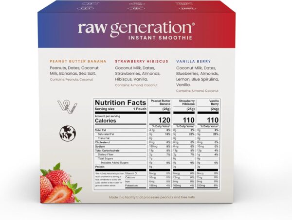 Raw Generation Instant Smoothie Detox Gut Cleanse | Healthy Weight Management | 100% Raw Natural Juice - No Added Sugar | Convenient On-the-Go | 3-Day Juice Cleanse | 18 Superfood Drink Powder Packets