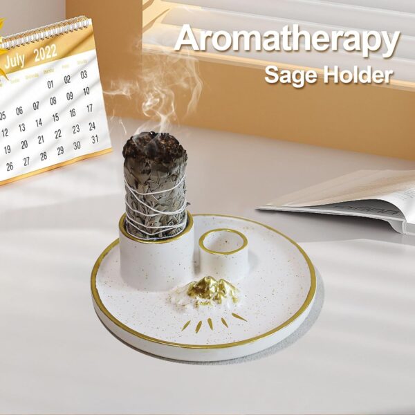 5 in 1 Incense Holder for Meditation, Palo Santo Holder, Ceramic Sage Holder for Burning, Candle Holder, Ashtray, Palo Santo Matches, Meditation Accessories for Meditation Yoga Room