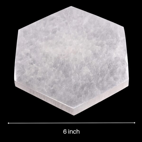 Large Selenite Charging Plate – 6” Hexagon Selenite Crystal – Mined & Crafted in Morocco – Ideal for Cleansing Crystals & Healing Stones, Meditation, Reiki – Protection Crystals - Spiritual Gifts