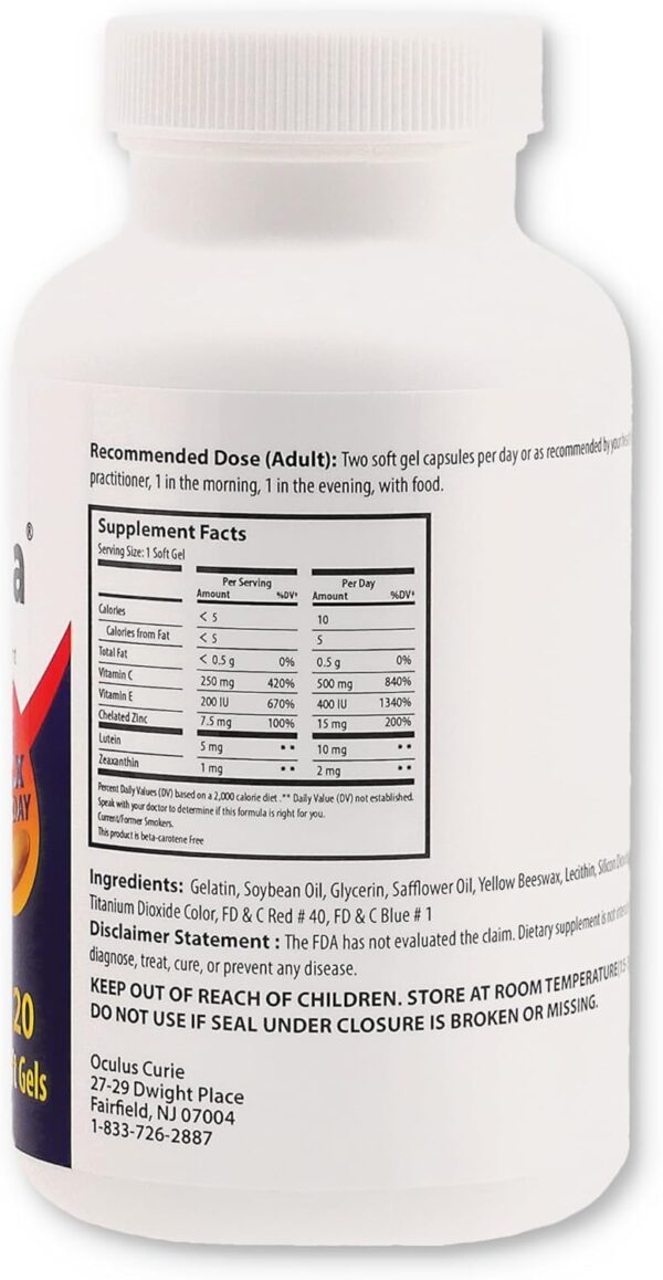 Vita Naina (120 SoftGels) | AREDS2 Eye Vitamins and Mineral Supplement (Zeaxanthin 2mg) | High Bioavailability and Bio-Absorption Formula | Easy on Your Digestive System | Easy to Swallow