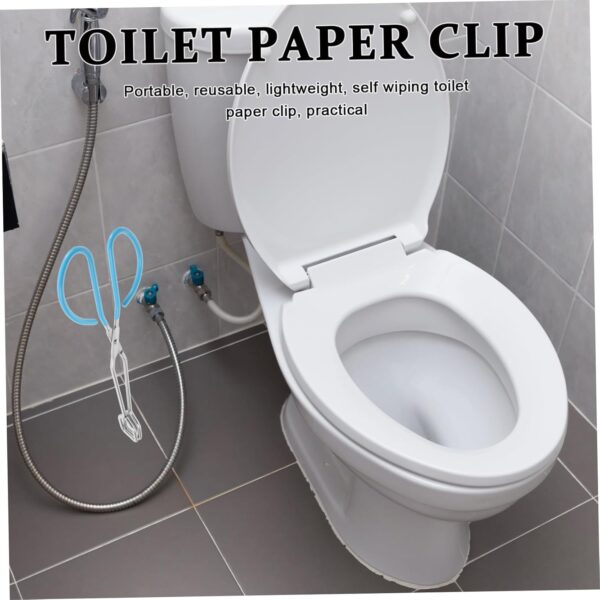2pcs Wipe Aid Toilet Bowl Toilet Paper Toilet Tissue Tool Butt Wiper Toileting Aid Toilet Tool Self Wipe Tong Long Tongs Toilet Aid Bathroom Supplies Blue Stainless Steel