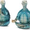 Hodao 2PCS Sea Turtle Yoga Figurines Decoration Summer Meditating Sea Turtle Decor Spring Garden Turtle Crafts Turtle Yoga Figurines for Home Office Decoration Birthday Gifts for Mom, Grandma,Women