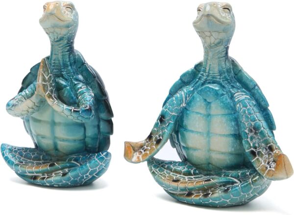 Hodao 2PCS Sea Turtle Yoga Figurines Decoration Summer Meditating Sea Turtle Decor Spring Garden Turtle Crafts Turtle Yoga Figurines for Home Office Decoration Birthday Gifts for Mom, Grandma,Women