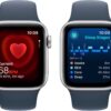 Apple Watch SE (2nd Gen) [GPS 40mm] - Silver Aluminum Case with Storm Blue Sport Band, S/M (Renewed)