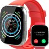 Smart Watch for Men Women(Answer/Make Calls), 1.95" HD Touch Screen Fitness Watch with Sleep Heart Rate Monitor, 110+ Sports Modes, IP68 Waterproof Activity Trackers Compatible with Android iOS, Red