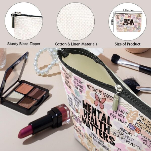 Mental Health Gifts Makeup Bag Positive Affirmations Mental Health Awareness Inspirational Gifts for Women Female Friend Coworker Birthday Friendship Mothers Day Nurse Day Travel Toiletry Bag