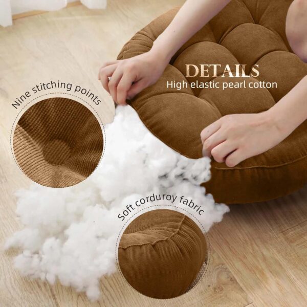 Meditation Floor Pillow Large Floor Seat Pillows Cushion for Adults Round Pillow Corduroy Round Floor Cushions for Living Room Tatami Yoga,Sky Blue,16.5x16.5 Inch