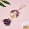 Healing Crystal Ornament Tree of Life Natural Amethyst Tree of Life Charm Car Mirror Accessories Hippie Boho Interior Room Wall Decoration Meditation Good Luck Decoration