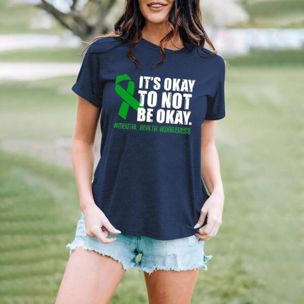 MAIHUN Womens Green Ribbon Awareness Shirts Mental Health Matters Tshirt Inspirational Tee Top