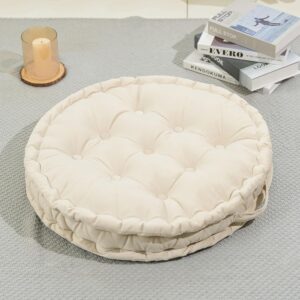 Meditation Floor Pillow, Large Floor Seat Cushion,23.6inch Round Floor Pillows Seating for Adults,Solid Thick Meditation Cushion with Handle for Yoga Balcony Living Room Tatami Outdoor