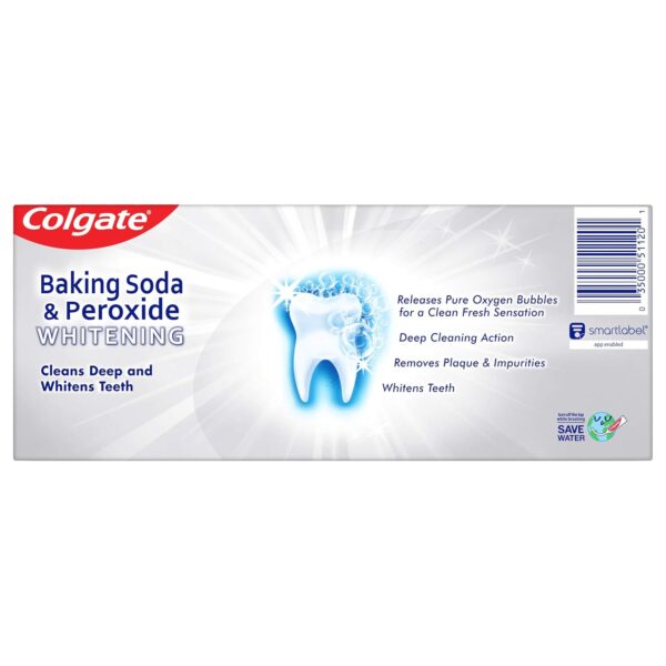 Colgate Baking Soda & Peroxide Toothpaste - Whitens Teeth, Fights Cavities & Removes Stains, Brisk Mint, 6 Ounce (Pack of 2)