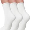 3 Pairs Pilates Socks with Grips for Women, Grip Socks for Yoga Crew Socks for Barre Non Slip Socks